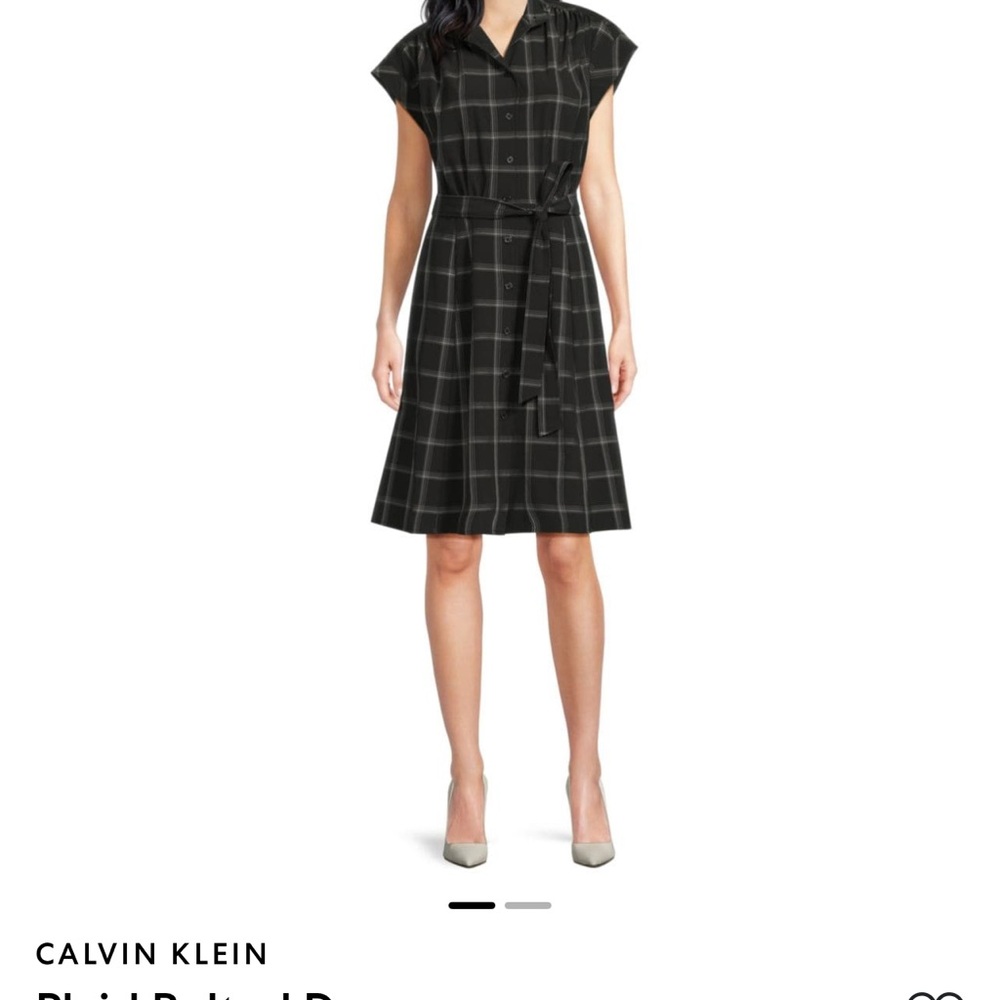 Calvin Klein Black Checkered Midi Dress